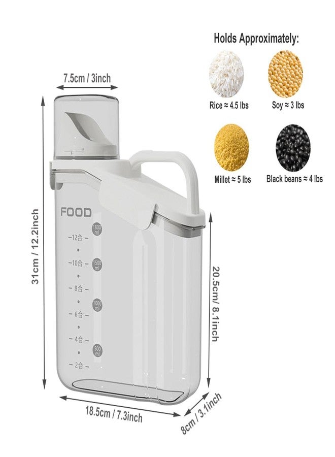 WINIAER Airtight Rice Storage Container with Measuring Cup, 3 to 5 lbs Cereal Dry Food Containers Dispenser, Pet Dog Cat Food Container Box, BPA Free Clear Plastic Containers - Image 3